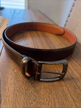 Men's Brown Leather Johnson & Murphy Belt with Polished Buckle - size 40